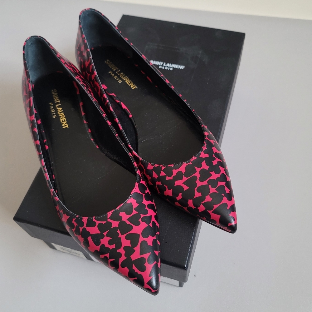 Saint Laurent Paris Designer Ballerina Leather Flat Shoes Size 38
